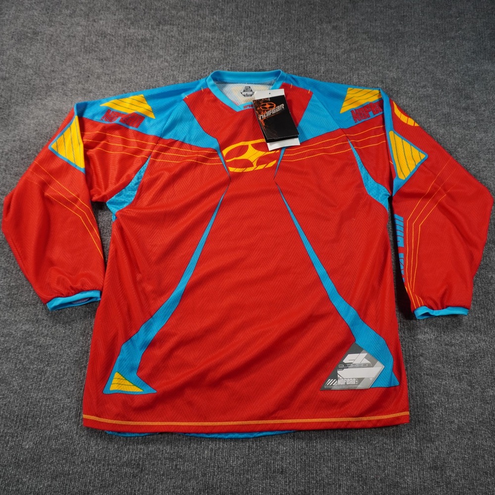 No Fear Electron Motocross Jersey Mens XXL Red Blue Yellow Long Sleeve Mesh NEW